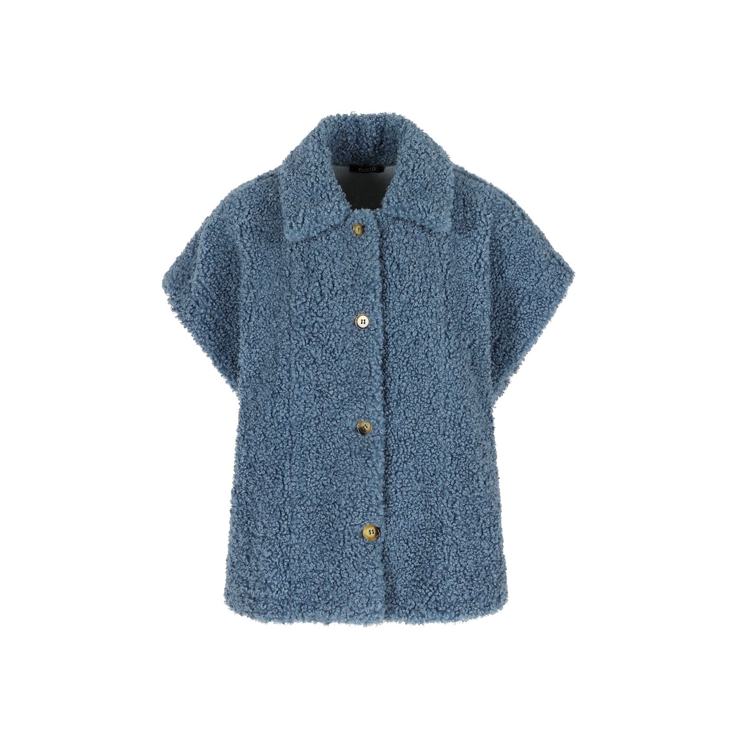 Punto One mouwloze gilet: Jolie, Blauw, teddy stof