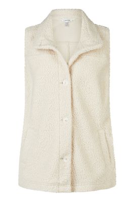 KJ Brand mouwloze gilet: Teddy stof, Ecru