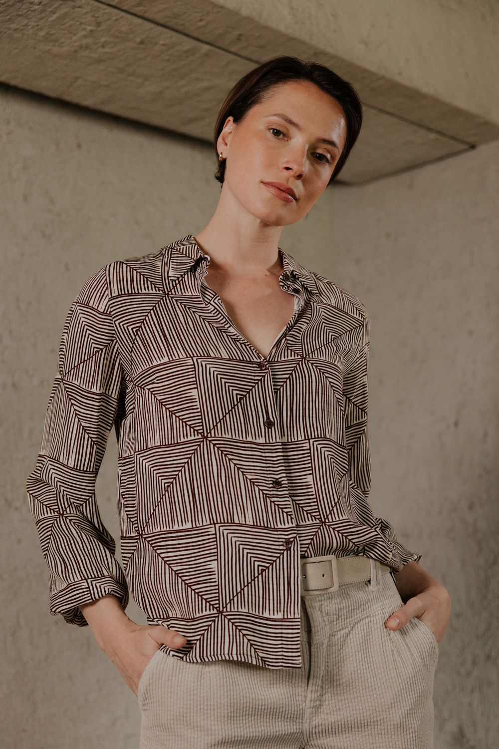 Signe Nature Bloes: Doorknoop model, Bruin / Beige