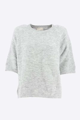 Signe Nature Dames trui: Grijs, korte mouw, Wol