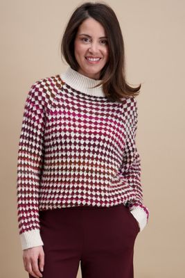 Signe Nature Dames trui: Bordeau / Ecru, Wol