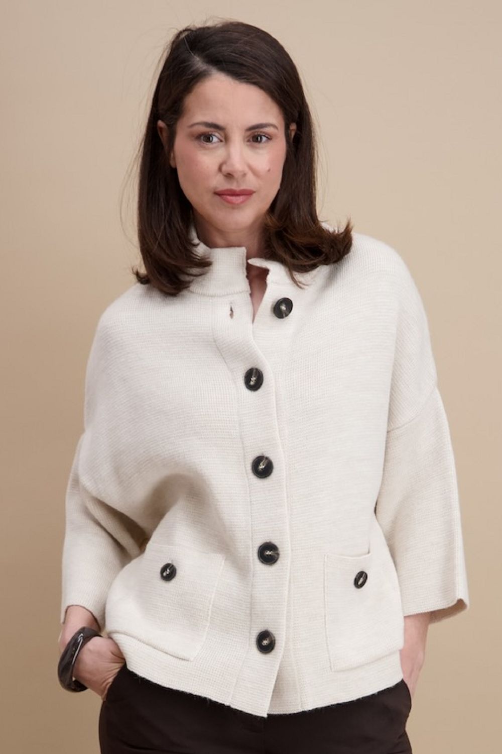 Signe Nature Dames Gilet: Ecru, met knopen