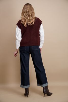 Signe Nature Dames Gilet: Aubergine, mouwloos