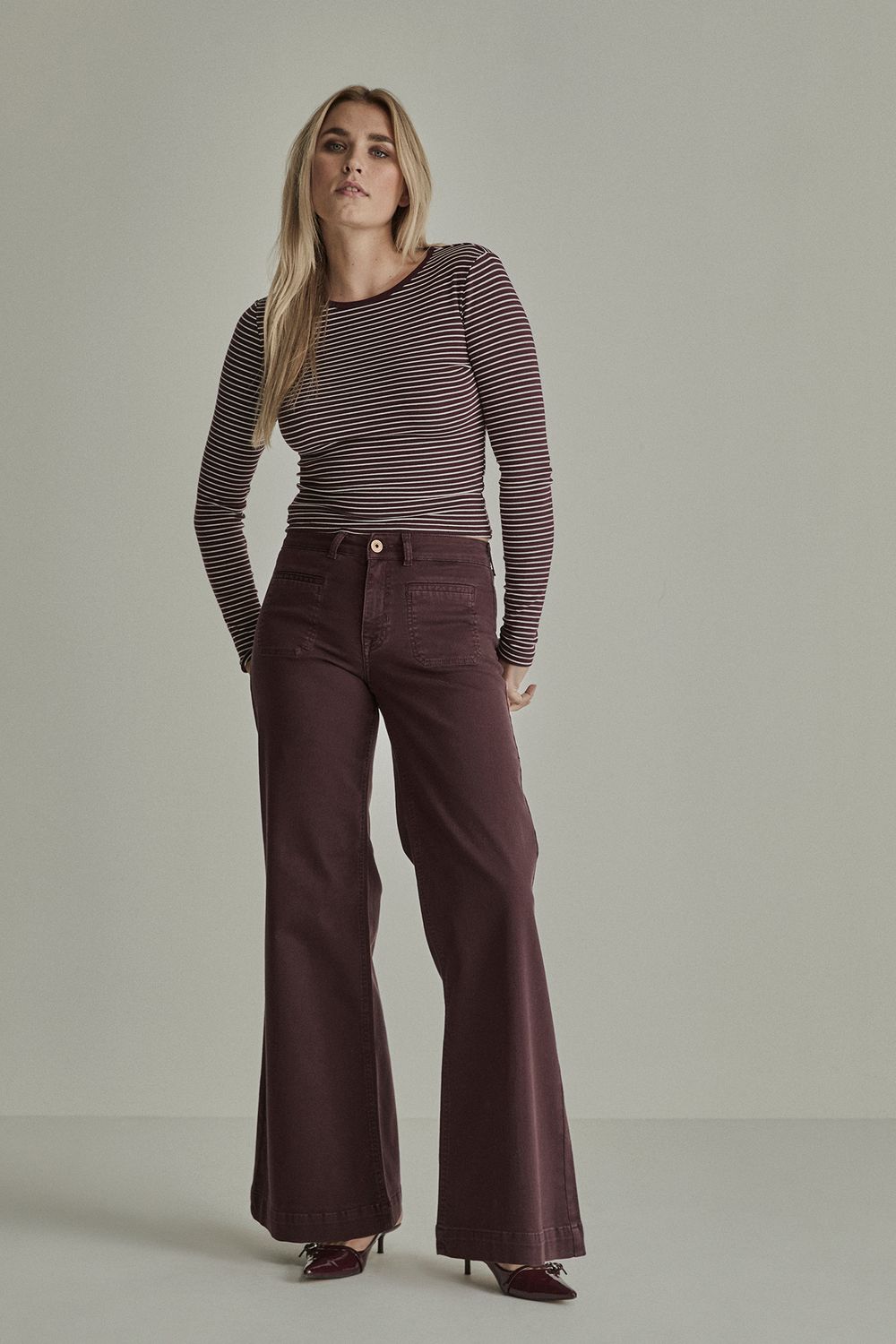Para Mi Broek: Sharon Pocket, Burgundy Red, L32, Wonder comfort