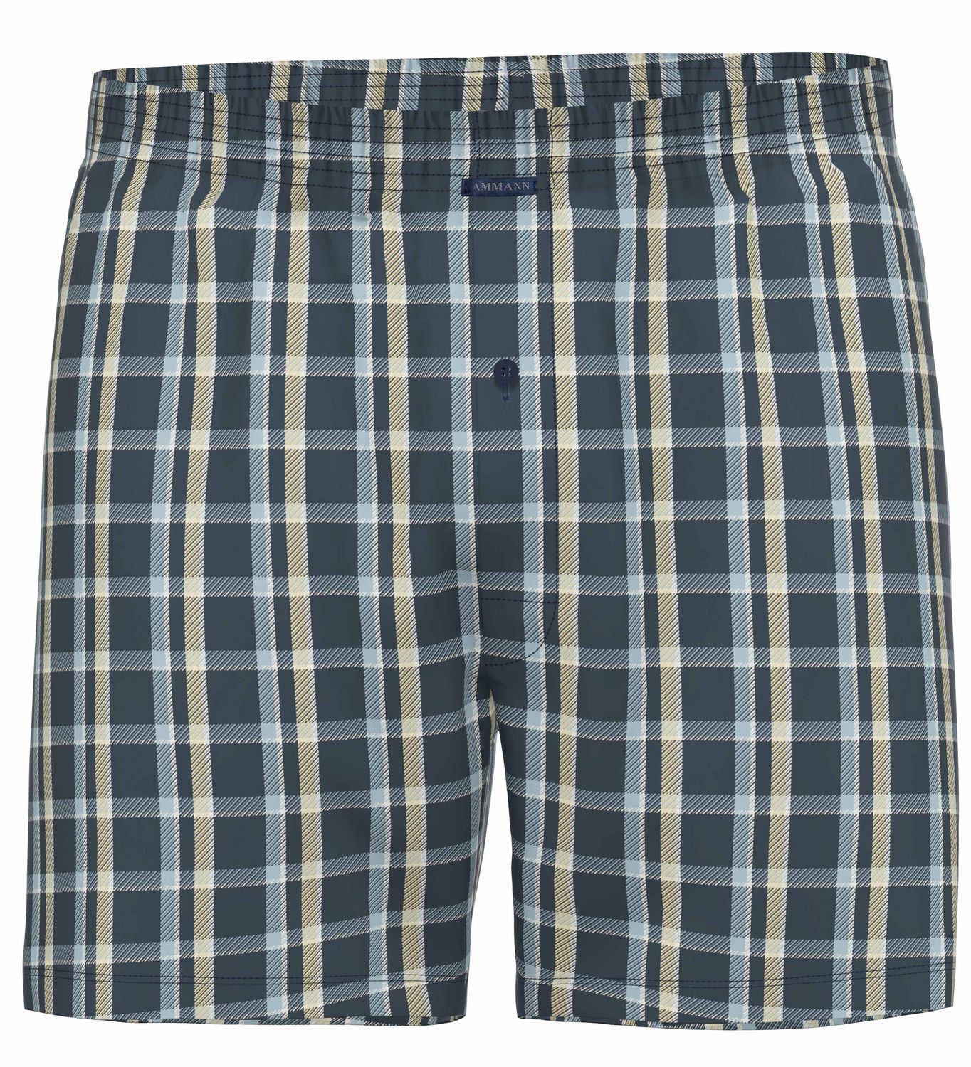 Ammann losse boxershort heren: Blauw carree motief