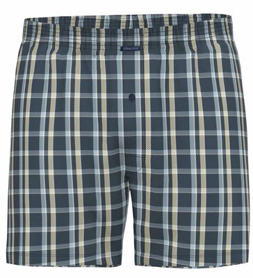 Ammann losse boxershort heren: Blauw carree motief