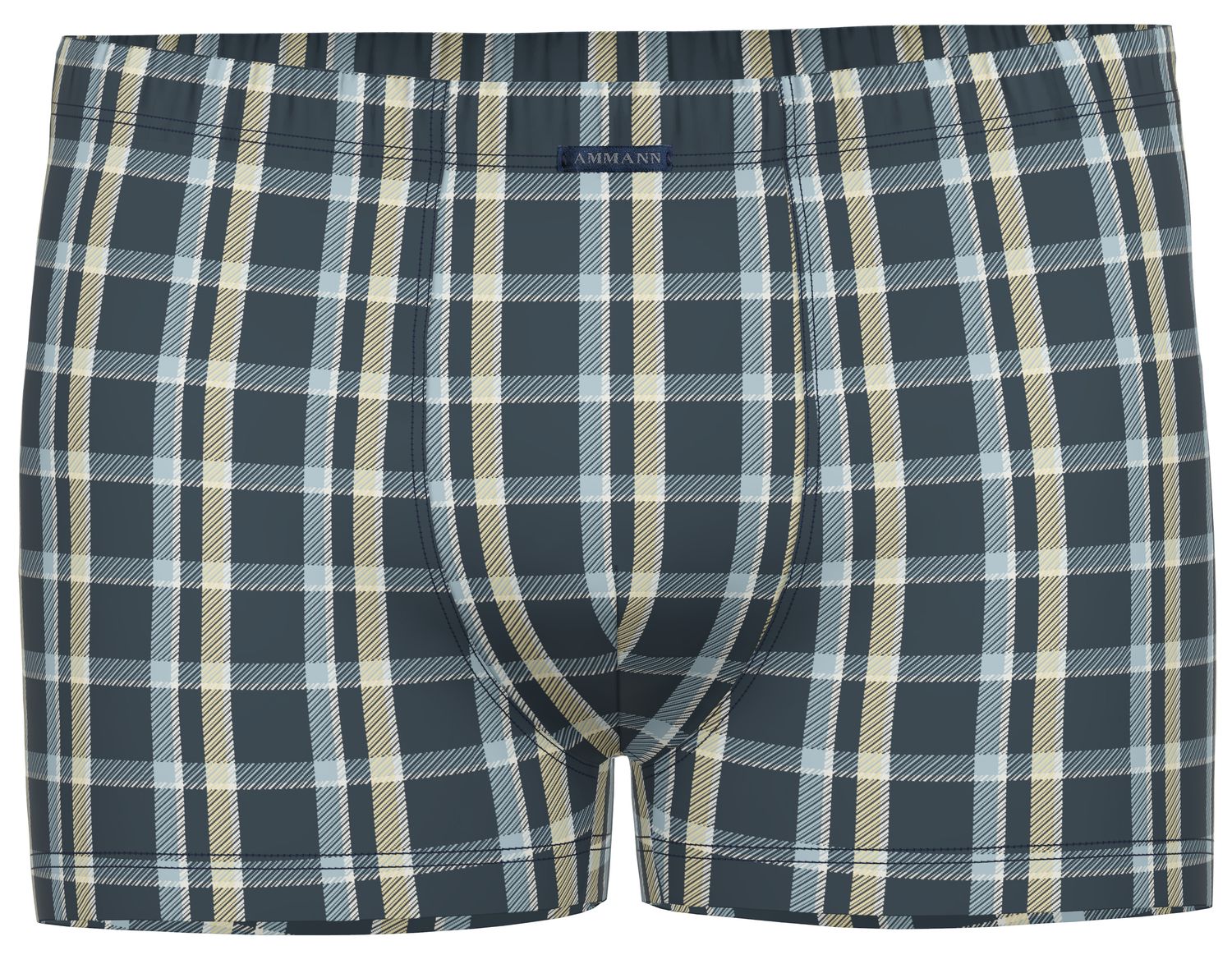 Ammann boxershort heren: Retro model, Blauw carree motief