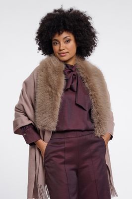 Rino &amp; Pelle Cape met bont: Wendy, mocha latte