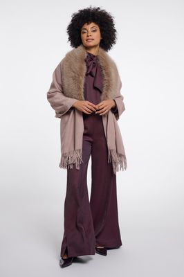 Rino &amp; Pelle Cape met bont: Wendy, mocha latte
