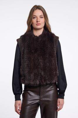 Rino &amp; Pelle bodywarmer: Alvita, Peated ( Bruin ) kleur, bont