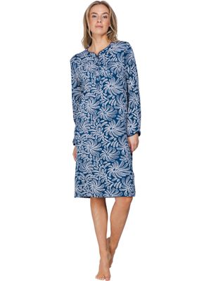 Pastunette dames Nachthemd: Blauw, lengte 105cm, Katoen