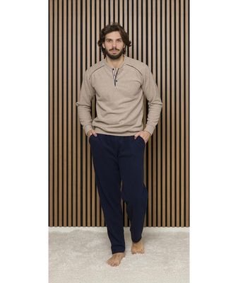 Gary heren pyjama: Tabacco ( beige ), punto milano ( warm )