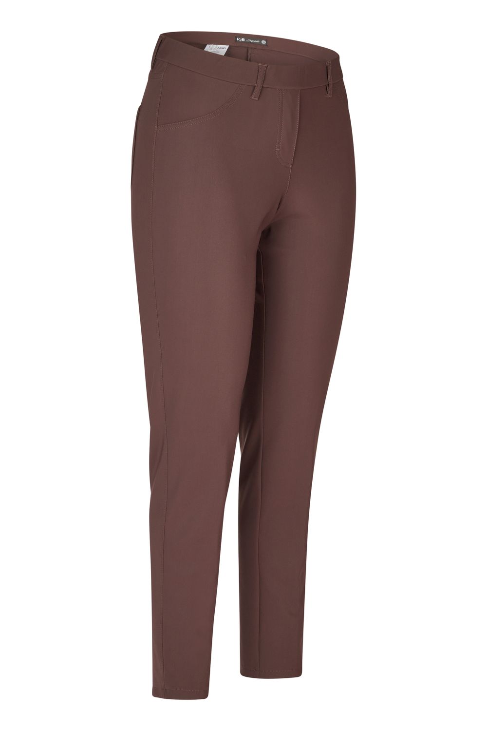 KJ brand Dames Broek: Donker Bruin, Jenny ( zalige broek ) aansluitend model