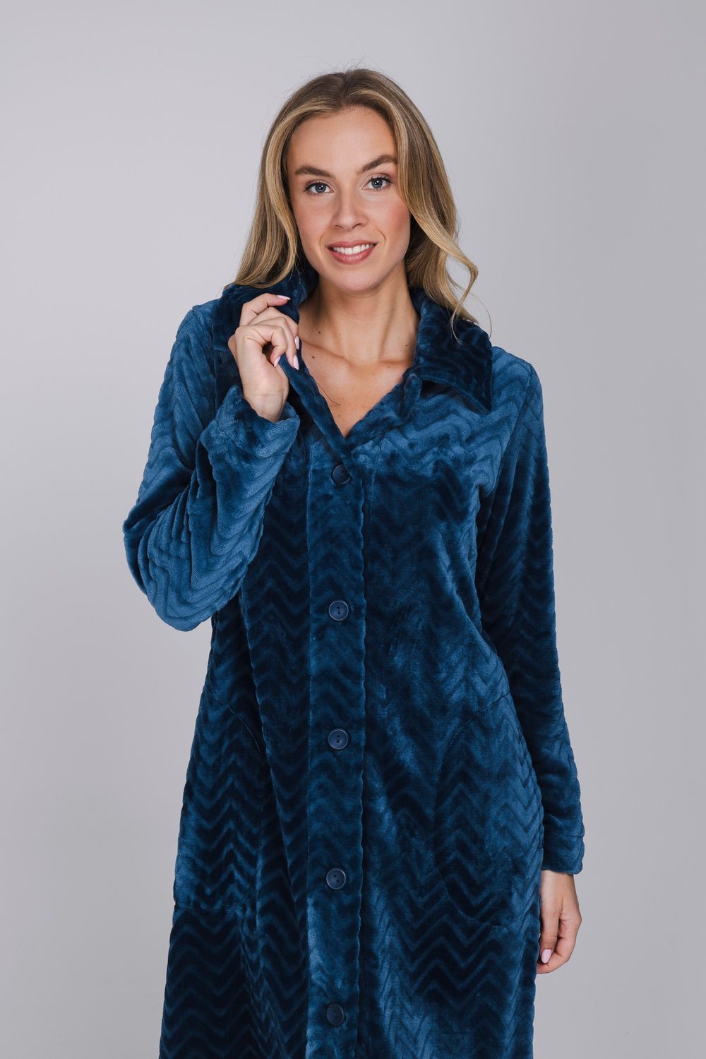 Pastunette Dames kamerjas: Dark Blue, Met knopen, 110cm