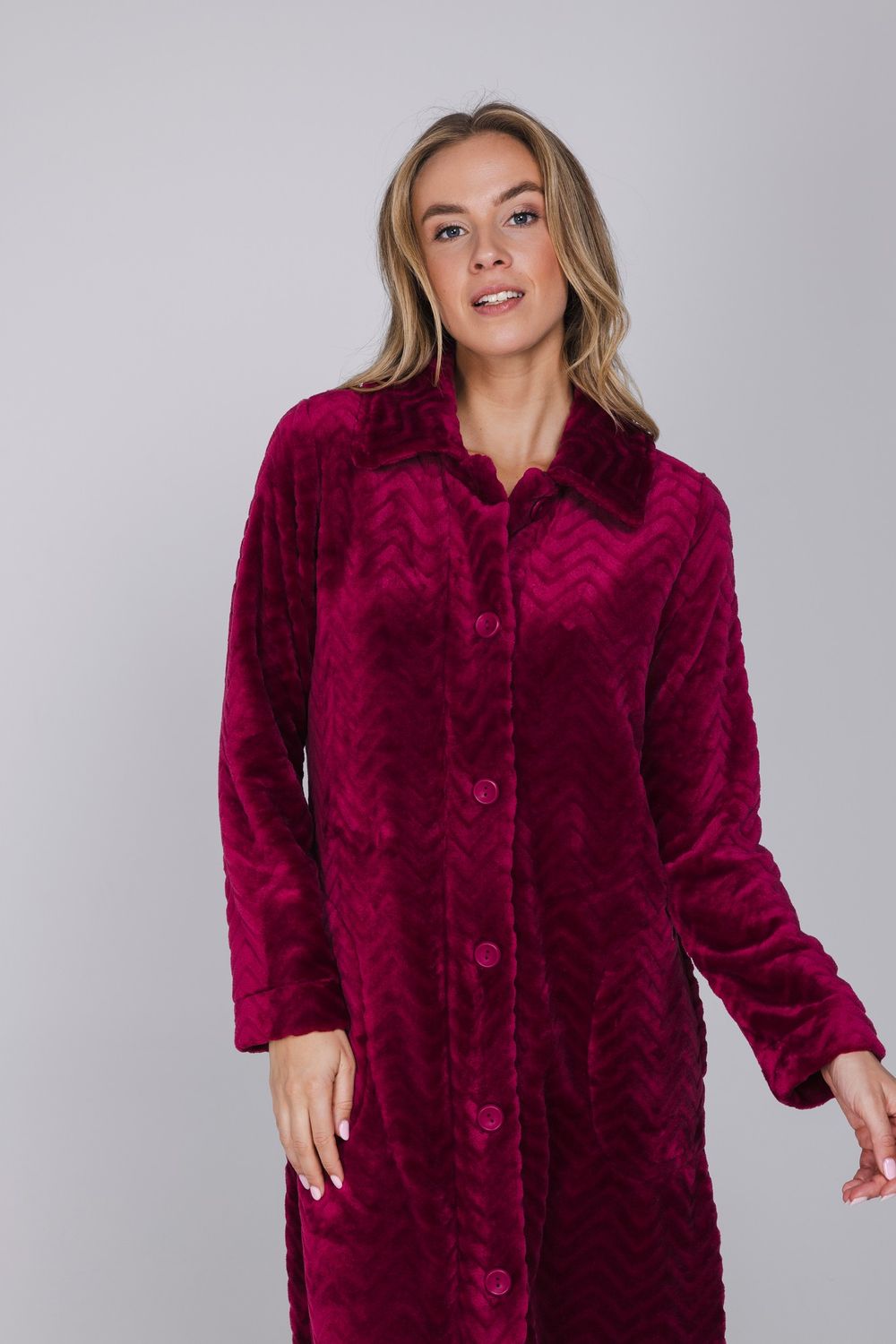 Pastunette Dames kamerjas: Dark Red, Met knopen, 110cm