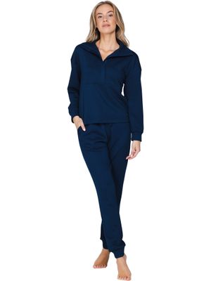 Pastunette dames Home wear: blauw, met rits, ook goed tijdens revalidatie