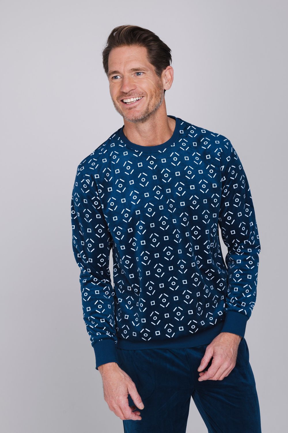 Pastunette Heren Pyjama: Blauw, Fleece, tot 3xl