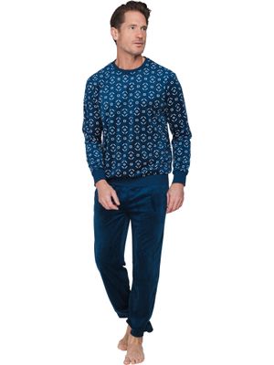 Pastunette Heren Pyjama: Blauw, Fleece, tot 3xl