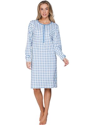 Pastunette Dames Nachthemd: Blauw, gemoltoneerd