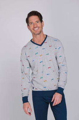 Pastunette Heren Pyjama: Blauw, Racewagens