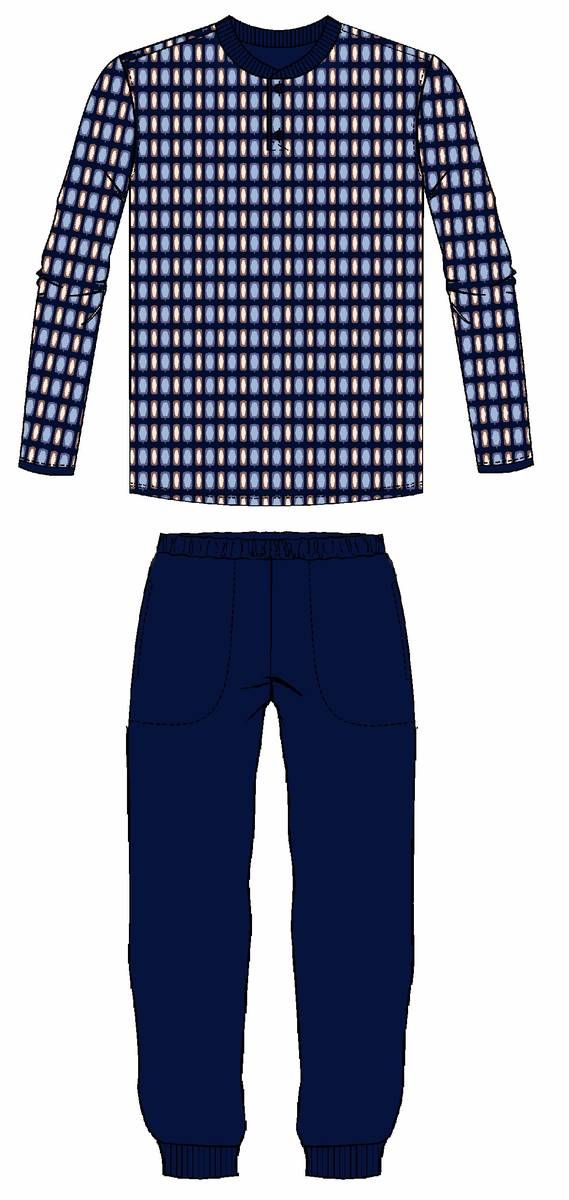 Ringella Heren Pyjama: Blauw, 100% Katoen