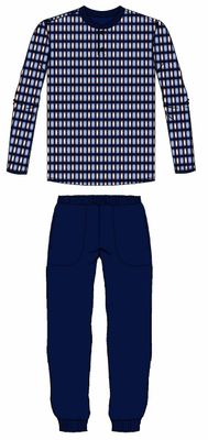 Ringella Heren Pyjama: Blauw, 100% Katoen