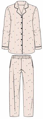 Ringella dames pyjama: Peach, doorknoopmodel, 100% katoen