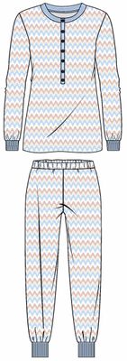 Ringella dames pyjama: Fjord ( blauw ), 100% katoen interlock