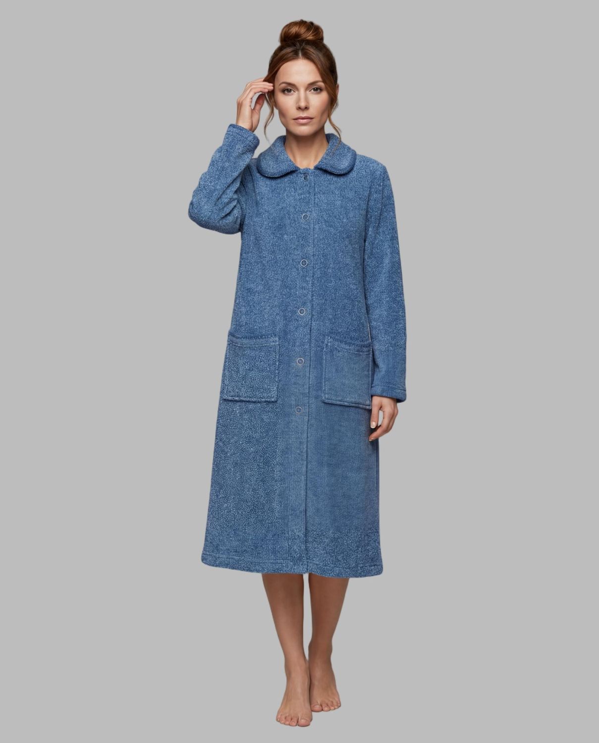 Egatex kamerjas Dames: Blauw, met knopen