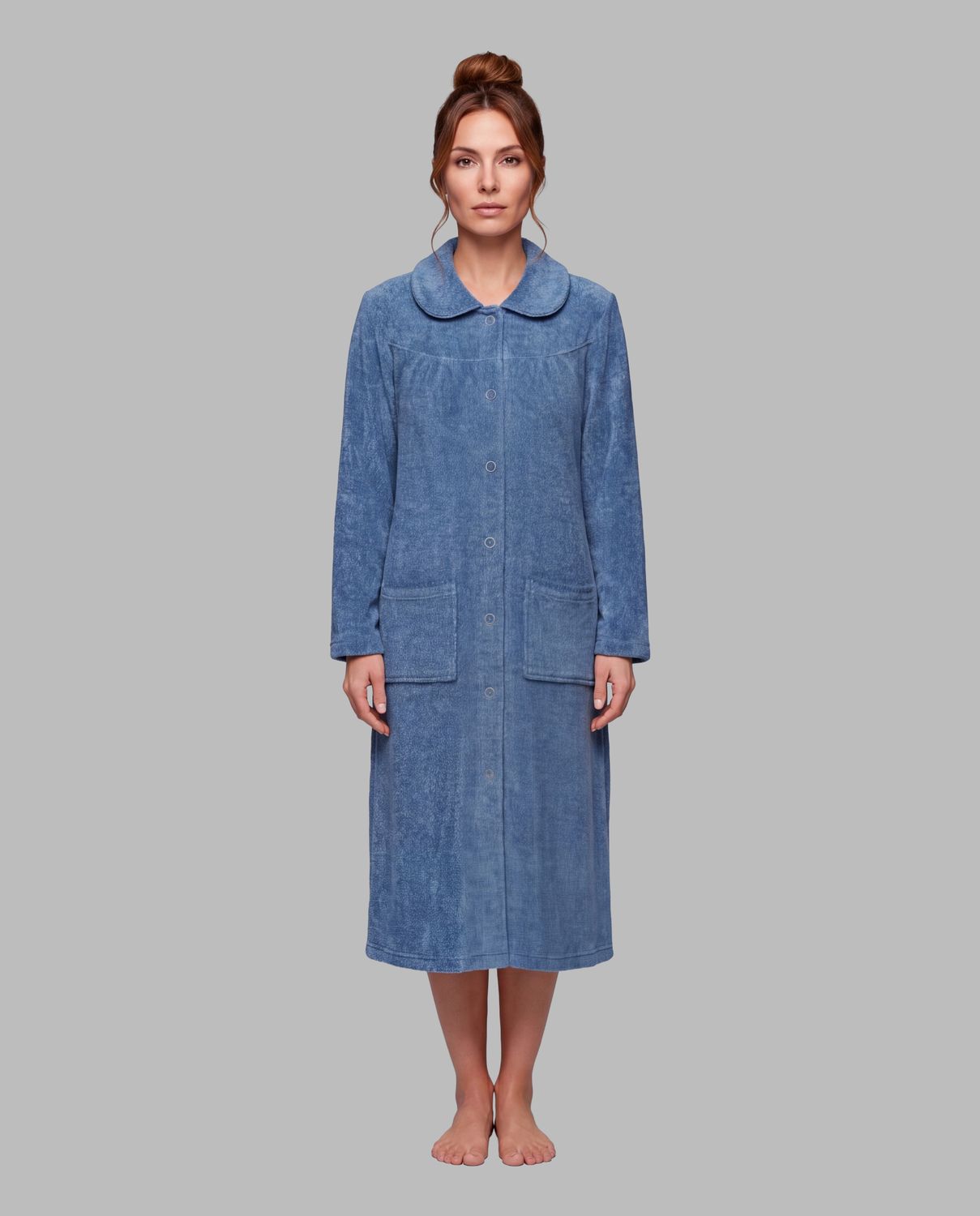 Egatex kamerjas Dames: Blauw, met knopen