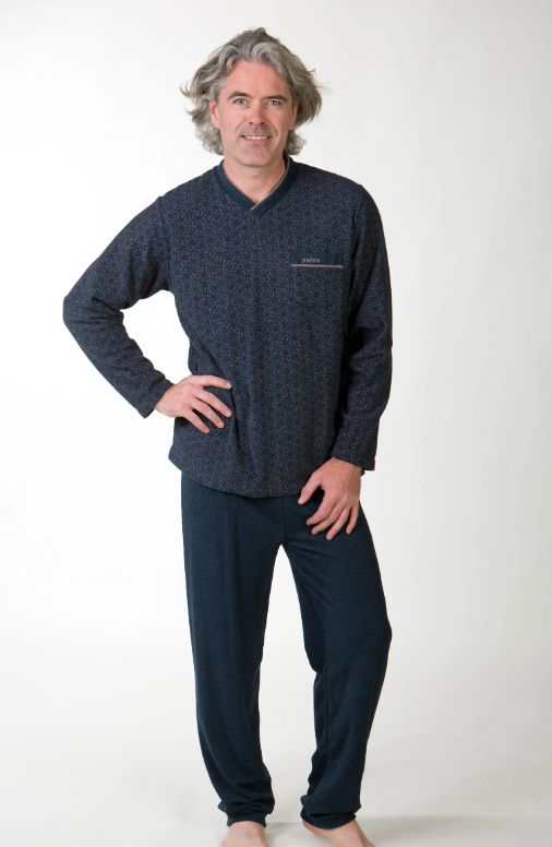 Perlina Pyjama Heren: Kyle, Navy, Badstof + gemoltoneerd