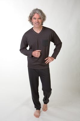 Perlina Pyjama Heren: Russel, Grey Print, gemoltoneerd