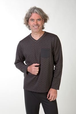 Perlina Pyjama Heren: Russel, Grey Print, gemoltoneerd