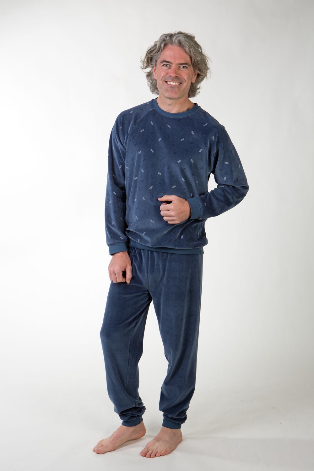 Perlina Pyjama Heren: Pedro, Blauw, Velours