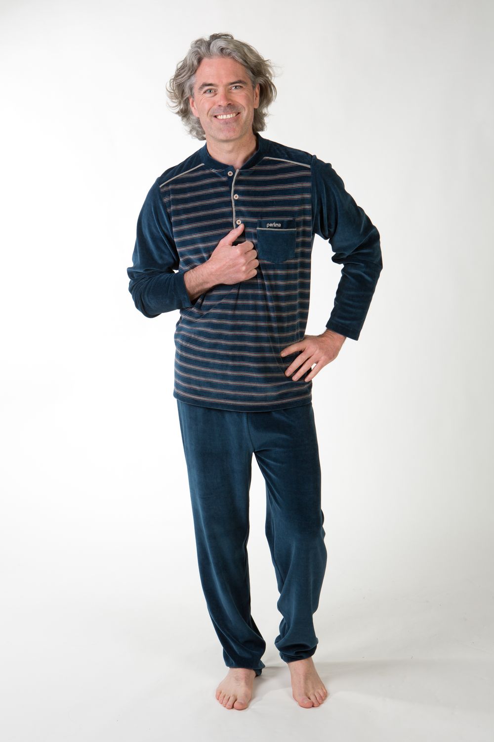 Perlina Pyjama Heren: Chase, Blauw, Velours