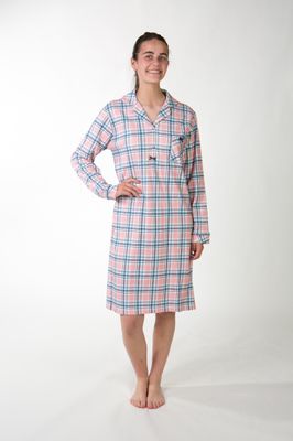 Perlina Dames nachthemd: Willow 100cm, Roze, Brushed