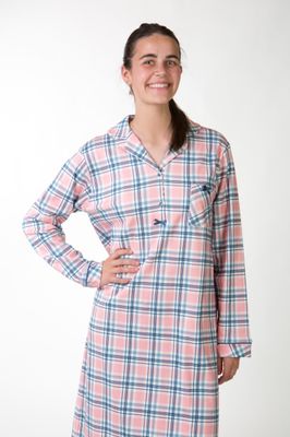 Perlina Dames nachthemd: Willow 100cm, Roze, Brushed