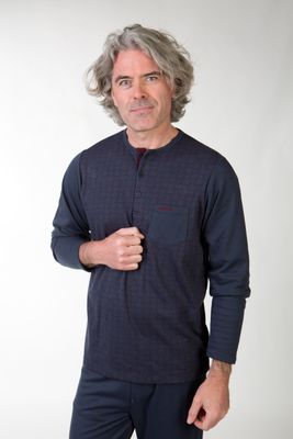 Perlina Pyjama Heren: Ralph, Blauw, Interlock Brushed