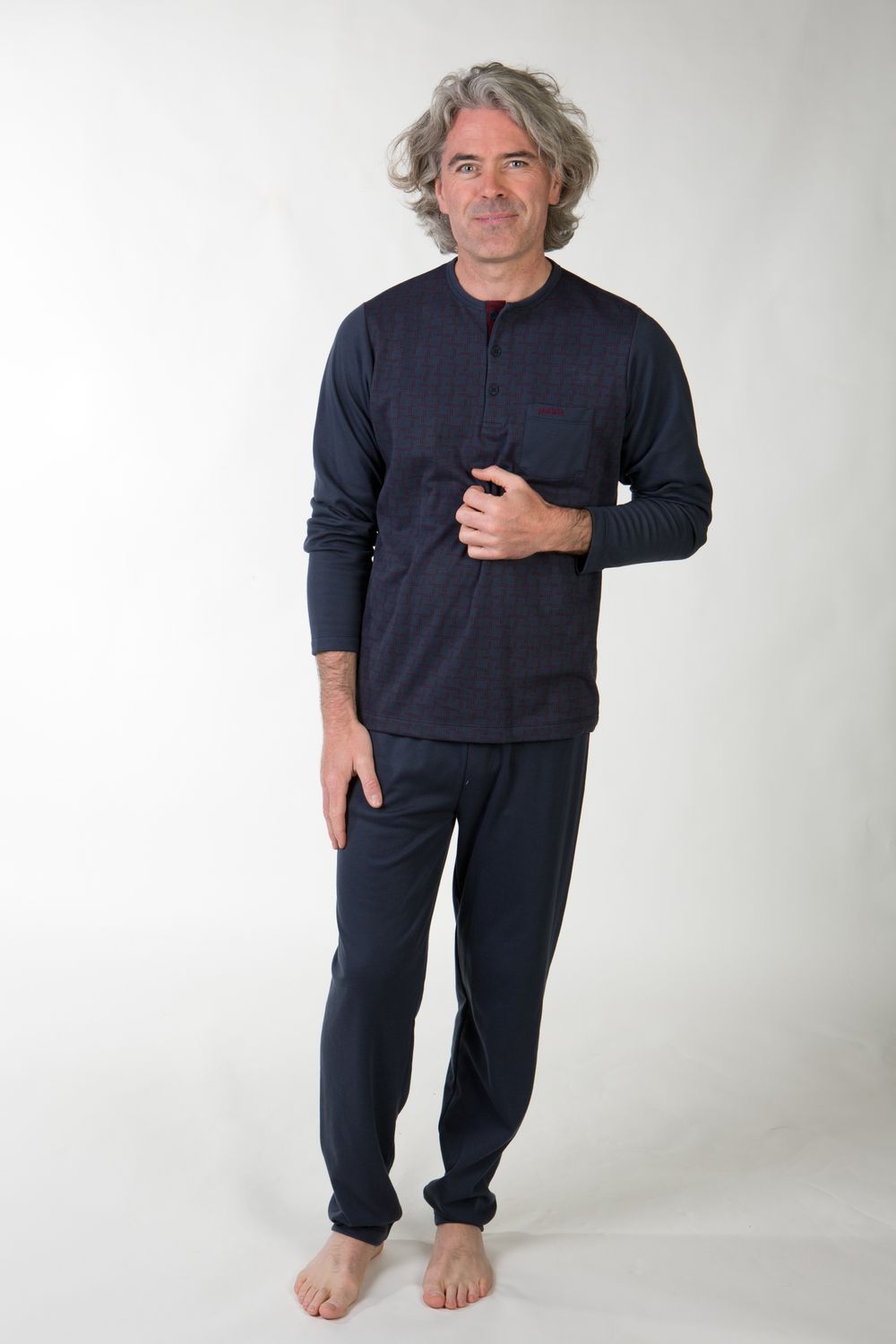 Perlina Pyjama Heren: Ralph, Blauw, Interlock Brushed