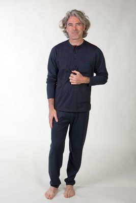 Perlina Pyjama Heren: Ralph, Blauw, Interlock Brushed