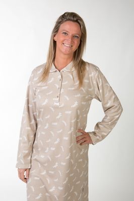 Perlina Dames nachthemd: Faith B 100cm, Beige, Brushed