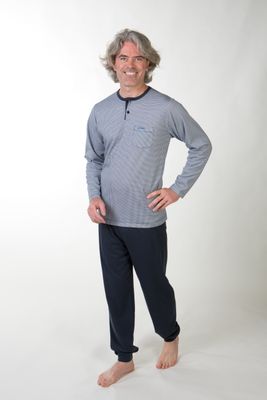 Perlina Pyjama Heren: Gary, Blauw, Interlock Brushed