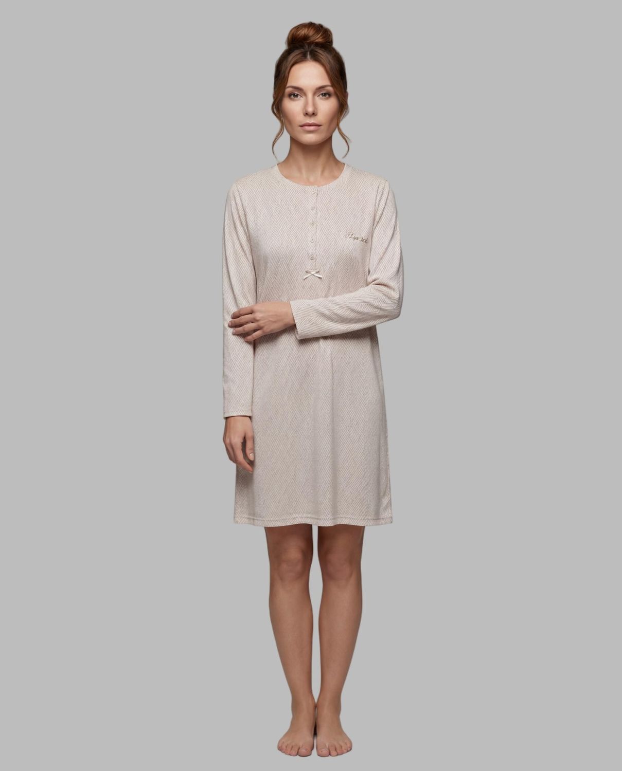 Egatex Nachthemd Dames: Beige, 95cm, interlock