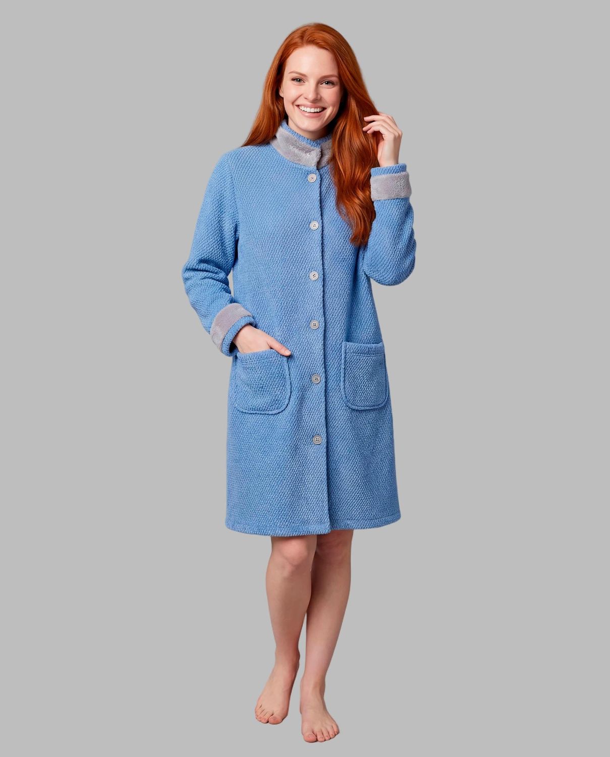 Egatex Kamerjas Dames: Blauw, Warm, met knopen