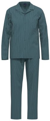 Ammann Heren Pyjama: Doorknoop model, Blauw, Jersey Katoen