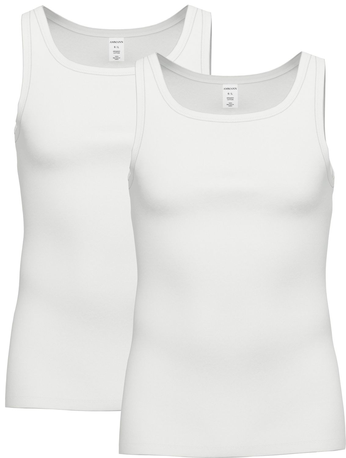 Ammann Heren Singlet: Duopack, 100% Katoen, Wit