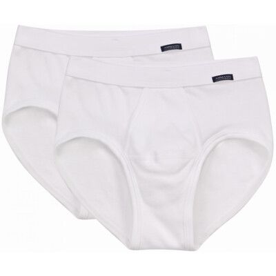 Ammann Heren Slip met opening: Duopack, 100% Katoen, Wit