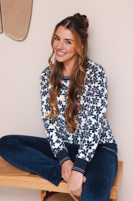 Pastunette Pyjama Dames: Blauw, Gebloemd, Fleece