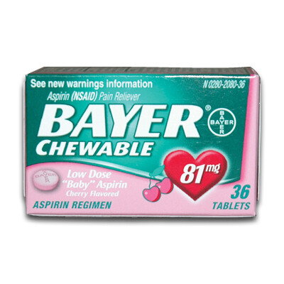 Bayer Chewable Aspirin 81 mg Cherry Tablets (36/box)