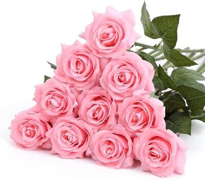 10pcs fiori finti rose rosa Fiori finti